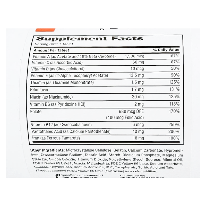 Rugby Tab-A-Vite Multivitamin with Iron & Beta-Carotene – 1000 Tablets | Daily Nutritional Support for Energy, Immunity & Overall Health - RMS PRODUCTS