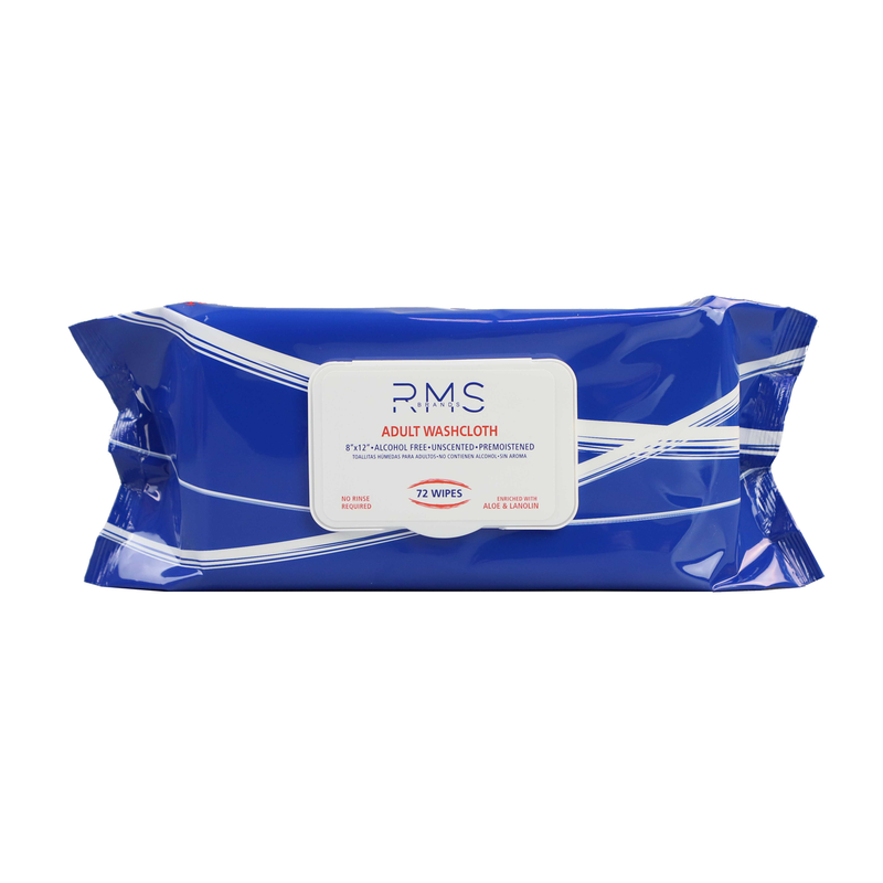 RMS BRANDS Disposable Wipes/Washcloths 8” x 12” - 1 Pack (72 Count) - RMS PRODUCTS