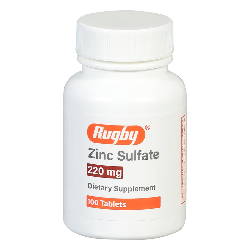 Rugby Zinc Sulfate 220 mg – 100 Tablets | Immune Support & Mineral Supplement for Overall Health - RMS PRODUCTS