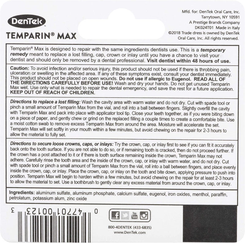 Dentek Temparin Max Repair Kit For Caps, Crowns, Fillings 0.09 oz | Pack of 3 - RMS PRODUCTS