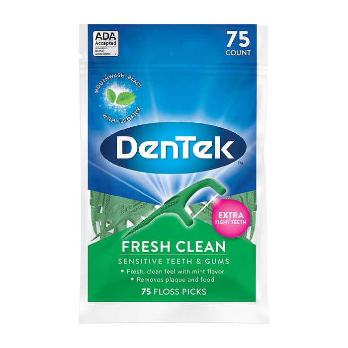 DenTek Fresh Clean Floss Picks Long Lasting Mint 75ct - RMS PRODUCTS